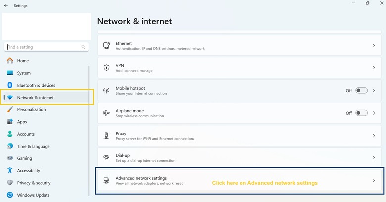 Advanced Network Settings Advanced Network Settings