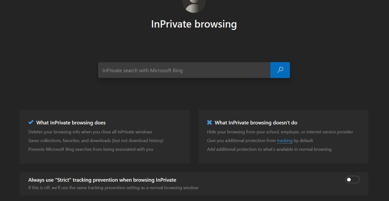 InPrivate Mode window