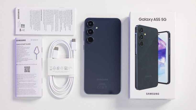 inside Galaxy A55 box